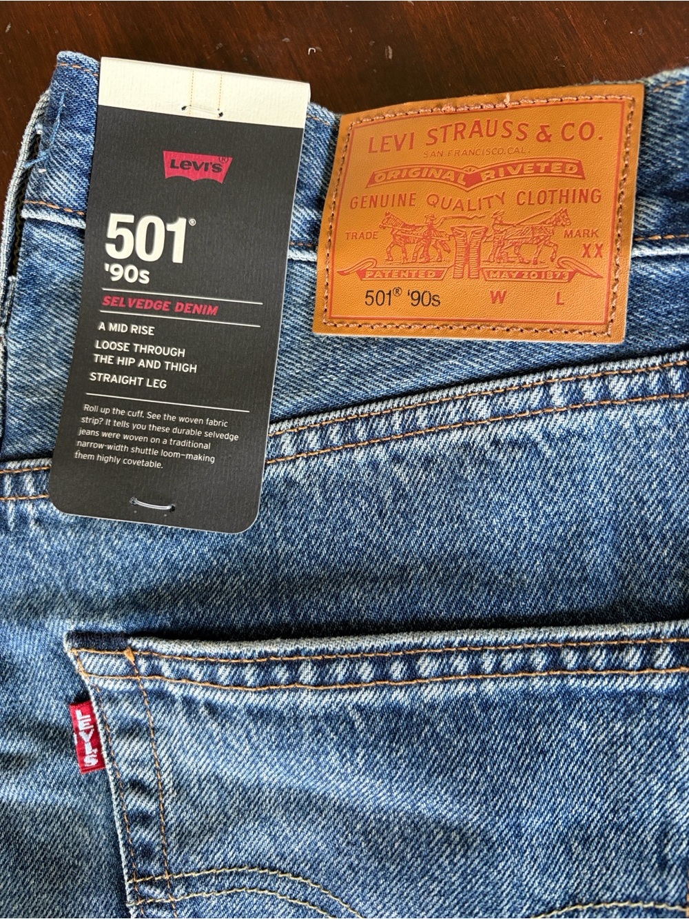 Levis 501 90’s Selvedge Denim Jeans Get on Board Medium Wash Size 30x30 NWT - Picture 14 of 14